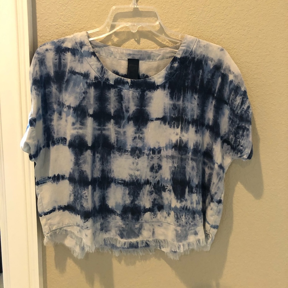 Blue and white tie dye blouse